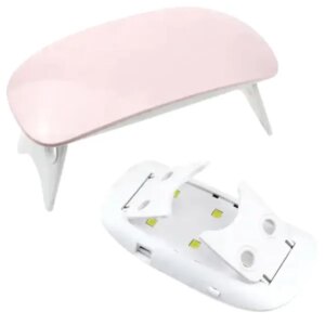 LED körömlámpa 6w dual led diodával, USB tápellátással, összecsukható, 6 W, fehér-rózsaszín