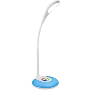 Rgb LED asztali lámpa érintőkapcsolóval és rugalmas karral, 5 W, kék-fehér
