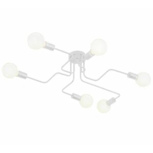 Elegáns 6 ágú fém csillár E27 foglalattal, áganként 60 W teljesítménnyel, fehér