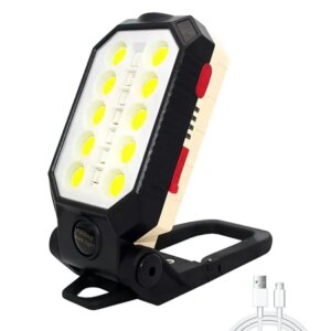 Led cob műhelylámpa erős mágneses rögzítéssel és beépített akkumulátorral, USB, fekete