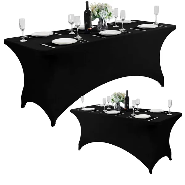 Univerzális asztalterítő huzat vendéglátóipari asztalra 180 cm 6FT fekete elasztikus | HTSP6FT BLACK