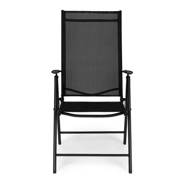 2 darab összecsukható acél kerti szék állítható háttámlával ModernHome - fekete | WR1652 BLACK