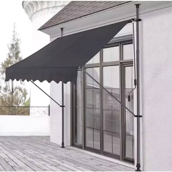 Állítható magasságú, vízálló erkély napernyő kézi kurblival | AW-016 GREY