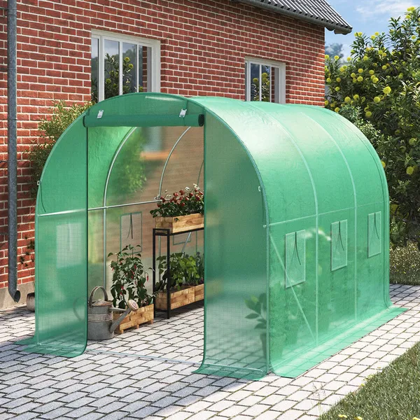 Fólia üvegházi alagutakhoz zöld szúnyoghálós ablakokkal, 2x3x2m | COVER 2X3M