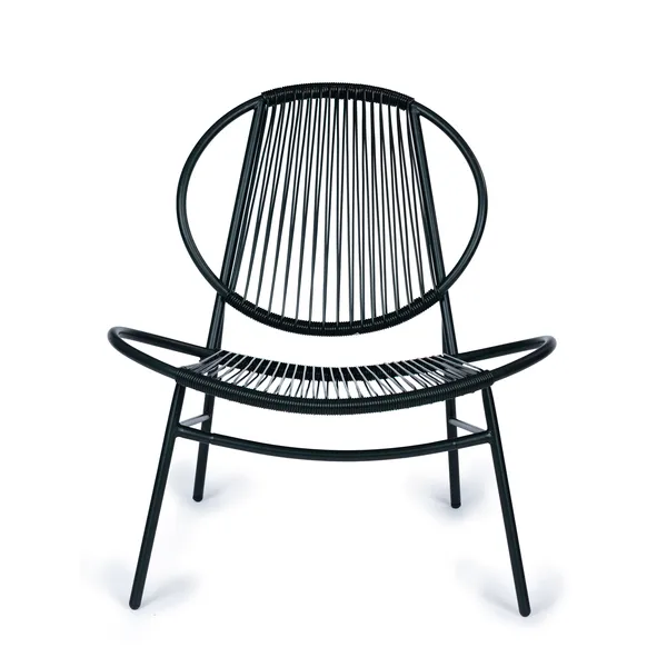 Kerti bútor szett rattanból, fém székekkel, paddal és fekete asztallal | XS-RTS108