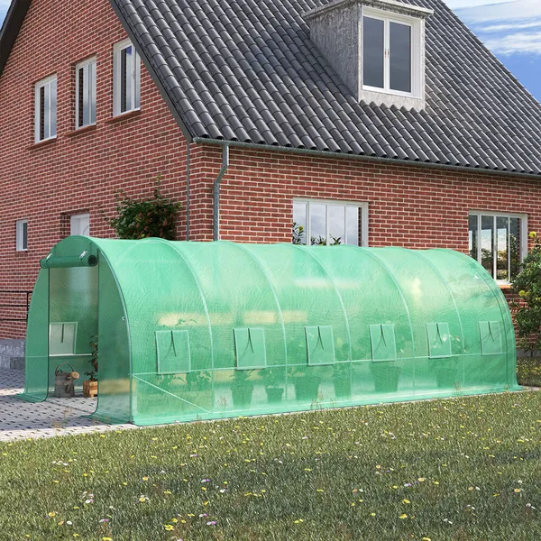 Fólia üvegházi alagutakhoz zöld szúnyoghálós ablakokkal, 2x6x3m | COVER 3X6