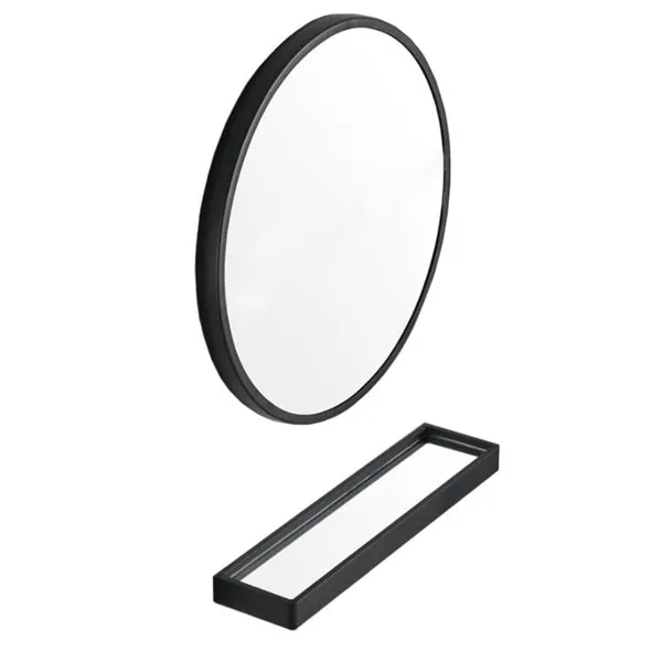 Kerek tükör polccal 80cm, fekete | model_15099_1