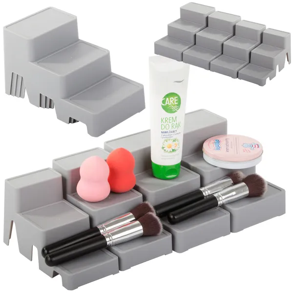 Kozmetikai szervező moduláris 4 az 1-ben fürdőszobai polc tároló konténer állvány