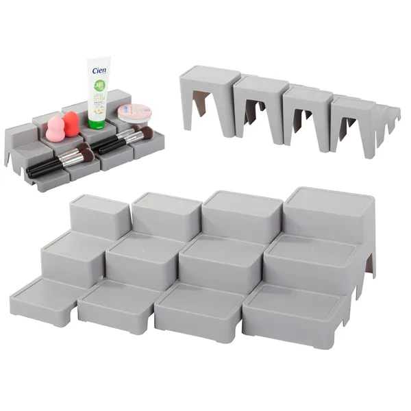 Kozmetikai szervező moduláris 4 az 1-ben fürdőszobai polc tároló konténer állvány