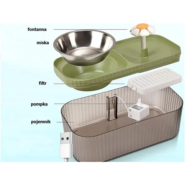 Automatikus macska itató kutya szökőkút víz szűrő étel tál