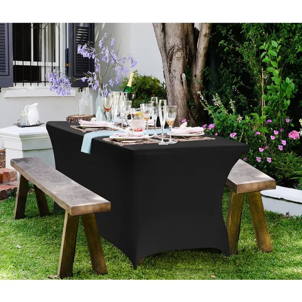 Univerzális asztalterítő huzat vendéglátóipari asztalra 180 cm 6FT fekete elasztikus | HTSP6FT BLACK