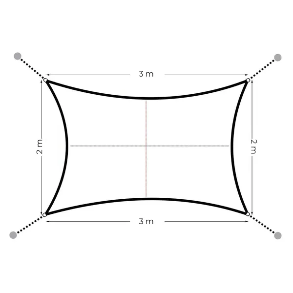Téglalap alakú napernyő vitorla vízálló napellenző 2x3m ModernHome - bézs | 19193B BEIGE