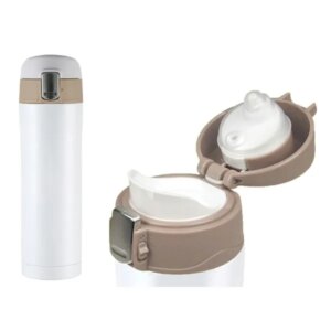Ergonomikus hőszigetelt rozsdamentes acél termosz, 450 ml, fehér