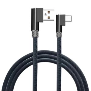 USB a-USB c kábel, 1 m, fekete, szögletes csatlakozás