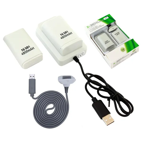 Kx7b 2x xbox 360 akkumulátor usb kábel fehér