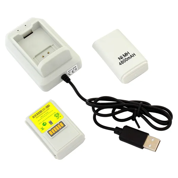 Kx7b 2x xbox 360 akkumulátor usb kábel fehér