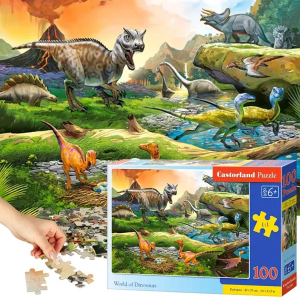Puzzle 100 darabos Dinoszauruszok világa 6+ CASTORLAND