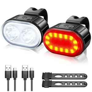Első-hátsó LED kerékpárvilágítás USB töltéssel