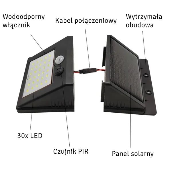 Napelemes kültéri LED lámpa mozgásérzékelővel, alkonykapcsolóval, 4 W, 100 lm, fekete