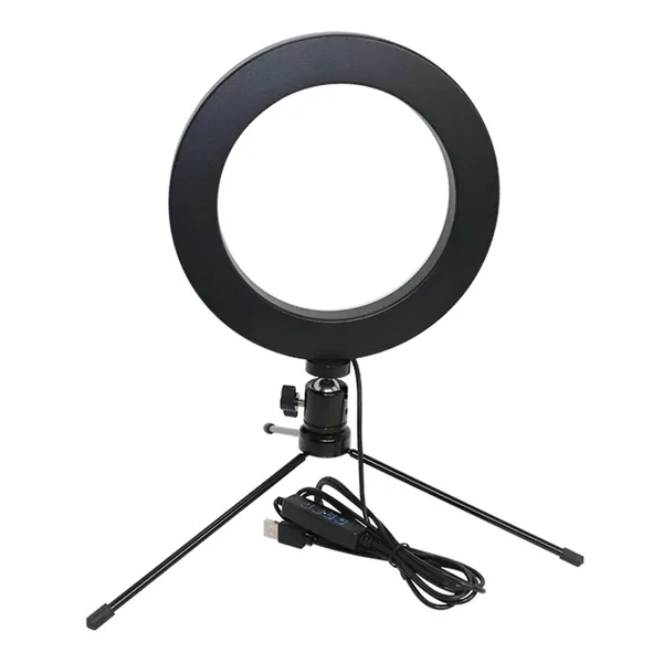 Gyűrűs szelfi LED lámpa állítható fehér színnel, hordozható tripod stattívval, 16 cm, 12 W, 20-1000 lm