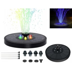 Napelemes kerti szökőkút RGB LED világítással, szivattyúval, fekete
