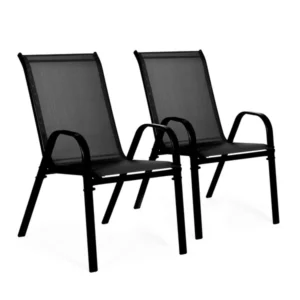 2 db kerti szék készlet teraszra erkélyre fekete | SC-092KD BLACK