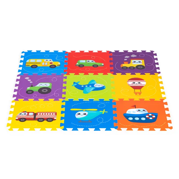Habszőnyeg gyerekeknek járművek puzzle 9 elem 86x86cm IPLAY IPLAY | 0392