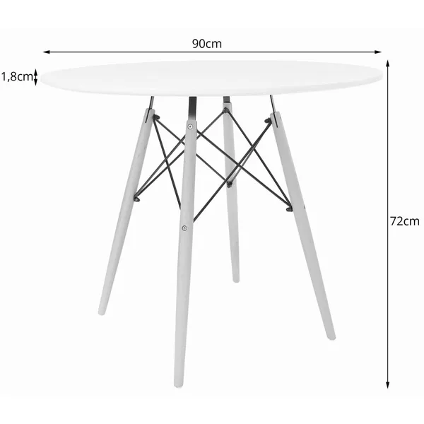 Modern skandináv dohányzóasztal, fehér, kerek asztallap, 90 cm | model_3367_1-TODI-ETX90