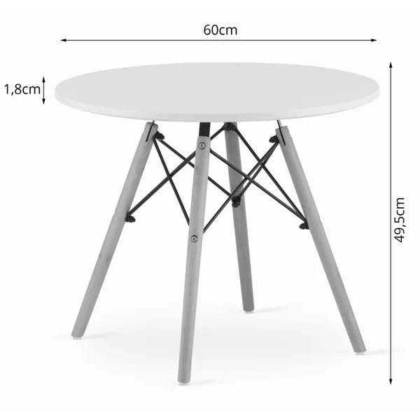 Kávézóasztal modern skandináv fehér kerek asztallap 60cm | model_3699_1-MAKSI-CAR60