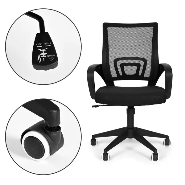 Forgószék, kontúros irodai szék, fekete ModernHome | 8085