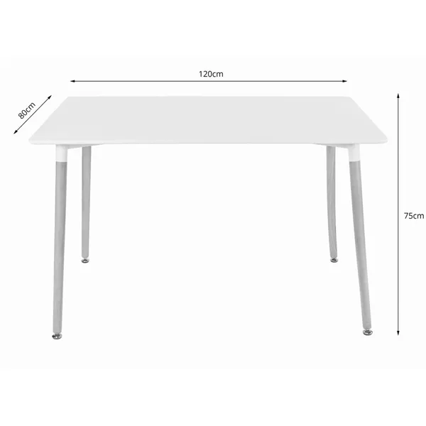 Téglalap alakú fa étkezőasztal 120cm x 80cm - fehér | model_3323_1-ADRIA-TRX12080 - Image 6