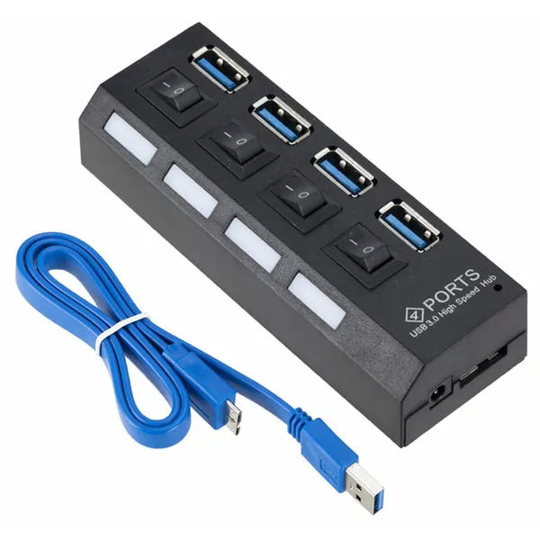 Ultra gyors 4-portos usb 3.0 hub kapcsolókkal