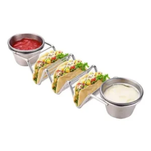 Herzberg rozsdamentes acél taco tartó 2 szószos csészével