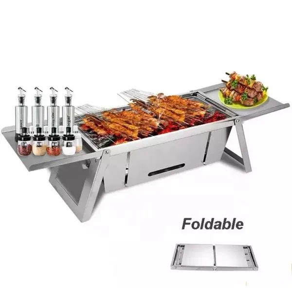 Herzberg hg-04159 összecsukható asztali rozsdamentes acél barbecue grill