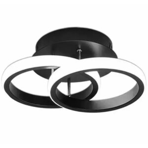 Modern led mennyezeti lámpa - fekete, 20w, 2 led szalag