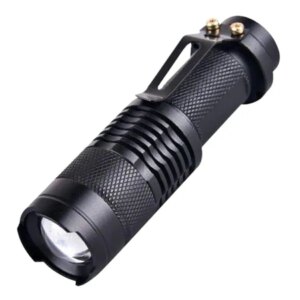 Taktikai zseblámpa ultra erős CREE-XPE Q5 diódával, zoom funkcióval, tölthető, 3 W, fekete
