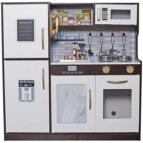 Gyermek fa játékkonyha led lámpával 80x24x80,5cm fekete