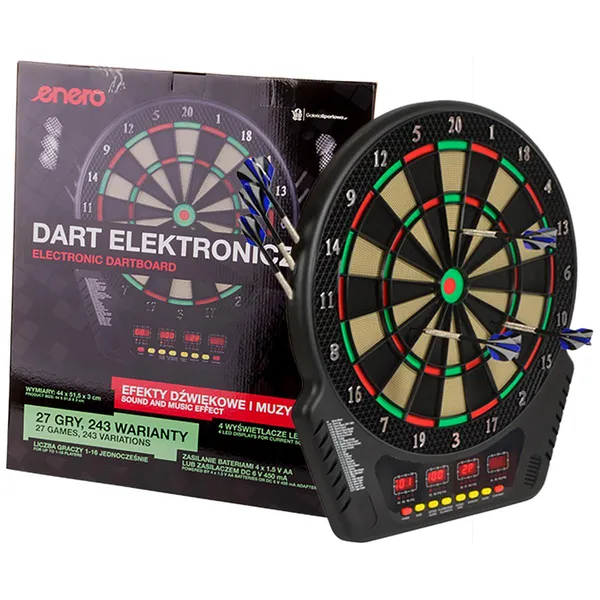 Enero elektronikus darts tábla 4 kijelzővel és 6 nyíllal