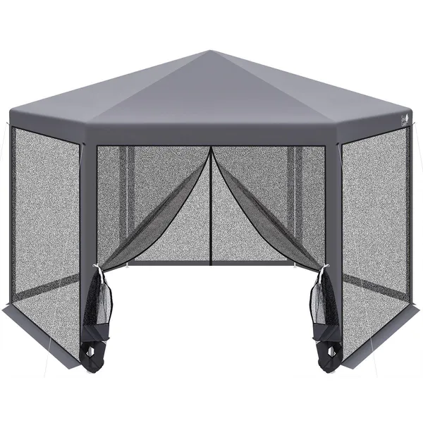 Saska garden hatszögletű kerti pavilon szúnyoghálóval 2x2x2x2.5m szürke