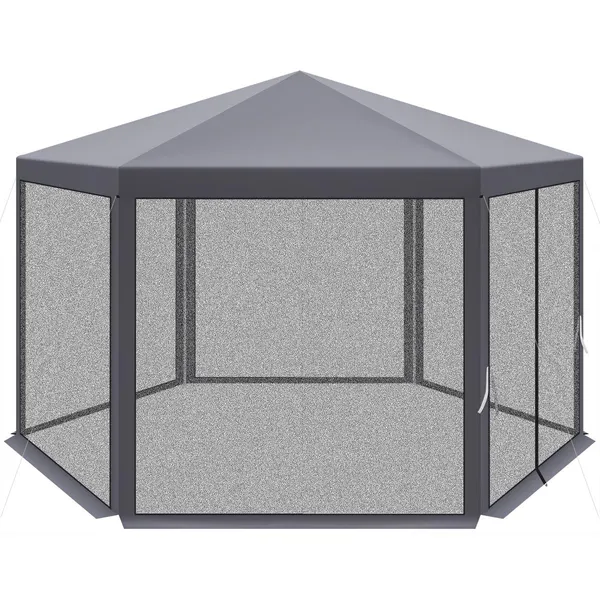 Saska garden hatszögletű kerti pavilon szúnyoghálóval 2x2x2x2.5m szürke - Image 4