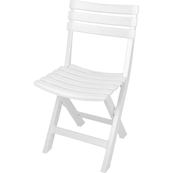 4 db összecsukható fehér műanyag kerti szék, 44x41x78 cm, 2,38 kg