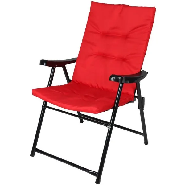 Összecsukható kerti szék piros párnával 59x66x45/90cm
