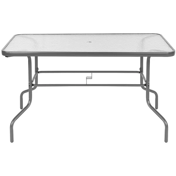 Kerti bútor szett: asztal 130x80x70cm + 4 szék + napernyő
