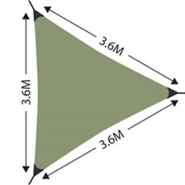 Háromszög árnyékoló szövet 3,6x3,6x3,6m zöld - Image 4