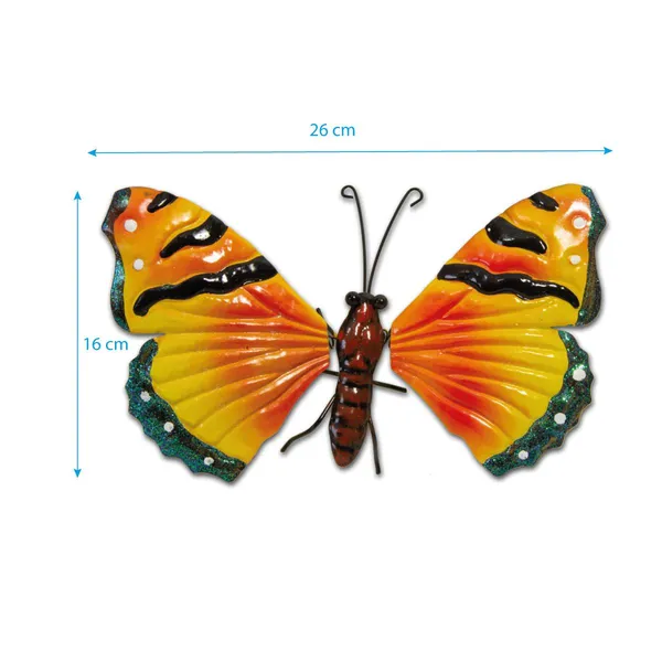 Saska garden sárga fém pillangó dekoráció 26cm