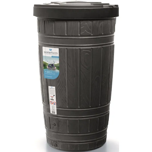 Woodcan 265l esővízgyűjtő hordó - fekete, uv-álló, környezetbarát