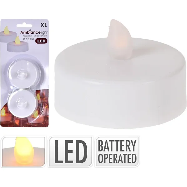 2 db jumbo 58mm tea light led gyertya készlet