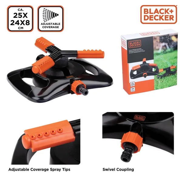 Black+decker 3 karos forgó öntöző 15 fúvókával