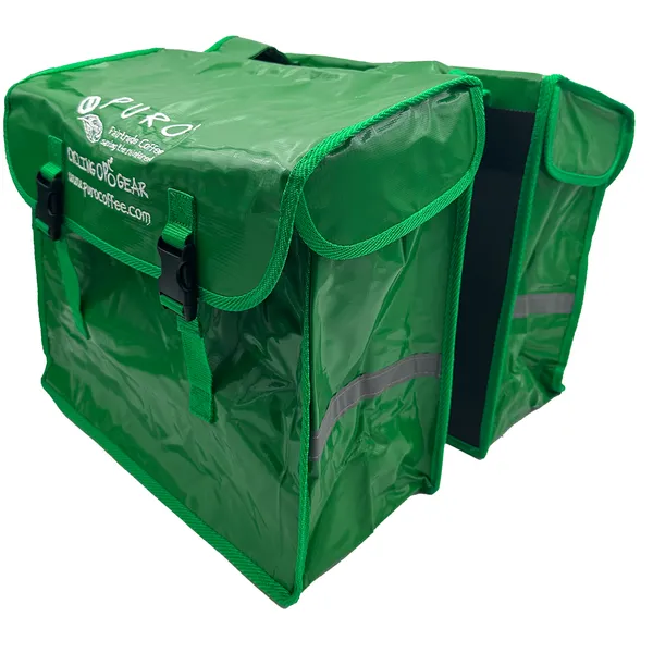 Vízálló zöld pvc kerékpártáska 2x20l dunlop