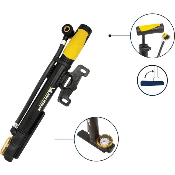 Mini kerékpárpumpa manométerrel 2 az 1-ben alu michelin 8 bar